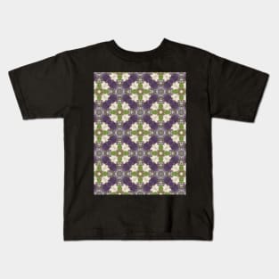 Lime Green, Purple and Cream Pattern  - WelshDesignsTP003 Kids T-Shirt